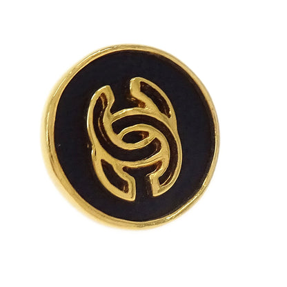Chanel Button Pierced Earrings Gold Black 03P