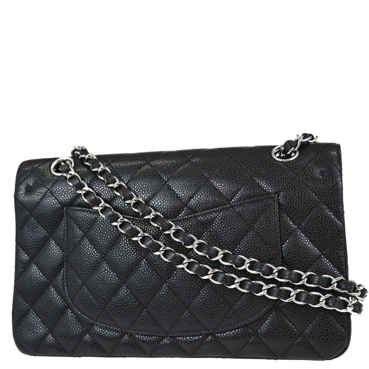 Chanel 2008-2009 Black Caviar Skin Medium Classic Double Flap Shoulder Bag