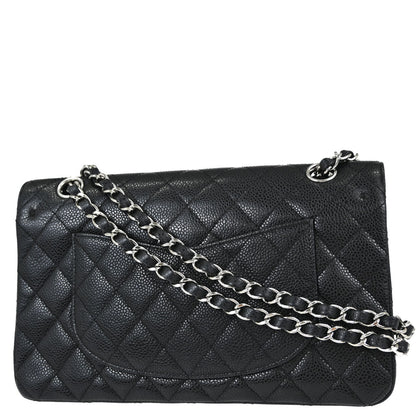 Chanel 2008-2009 Black Caviar Skin Medium Classic Double Flap Shoulder Bag