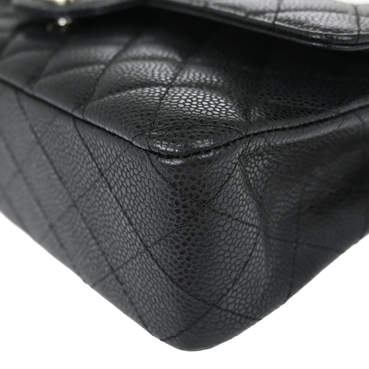 Chanel 2008-2009 Black Caviar Skin Medium Classic Double Flap Shoulder Bag