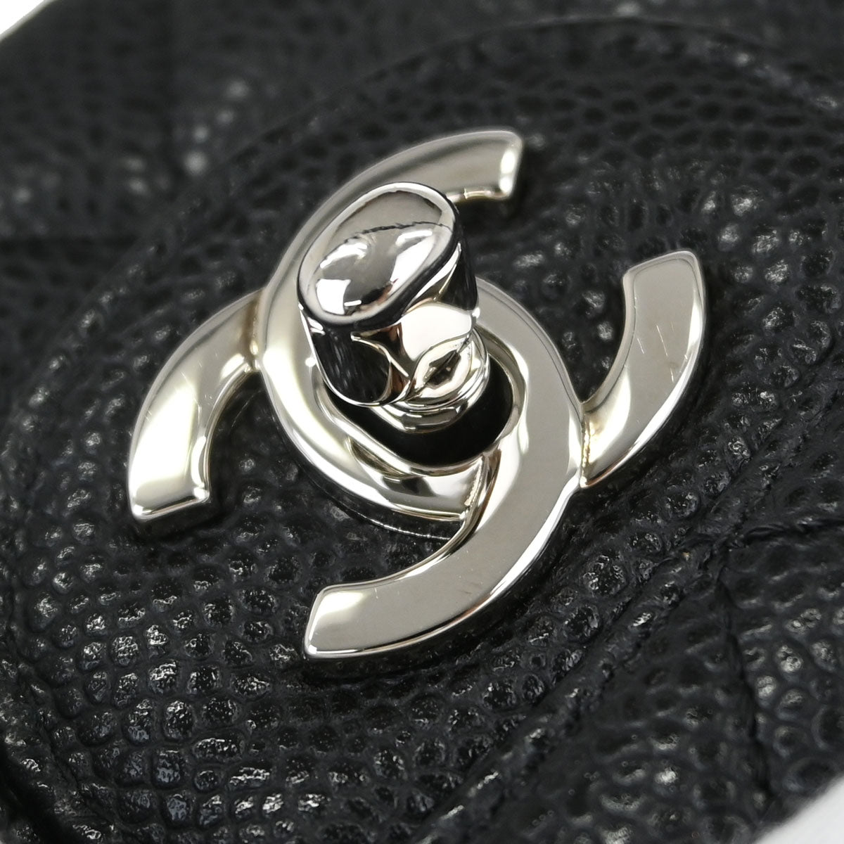 Chanel 2008-2009 Black Caviar Skin Medium Classic Double Flap Shoulder Bag