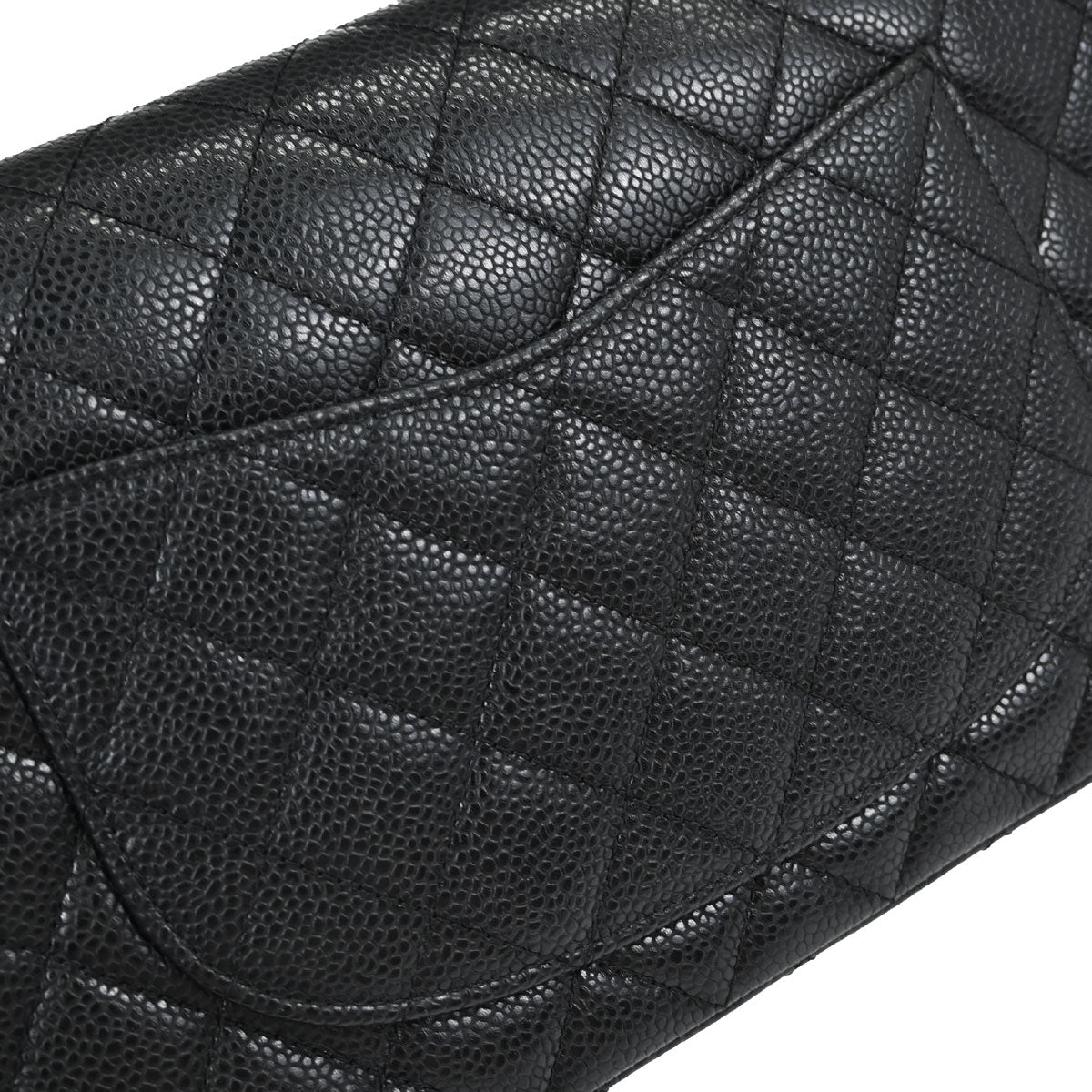 Chanel 2008-2009 Black Caviar Skin Medium Classic Double Flap Shoulder Bag