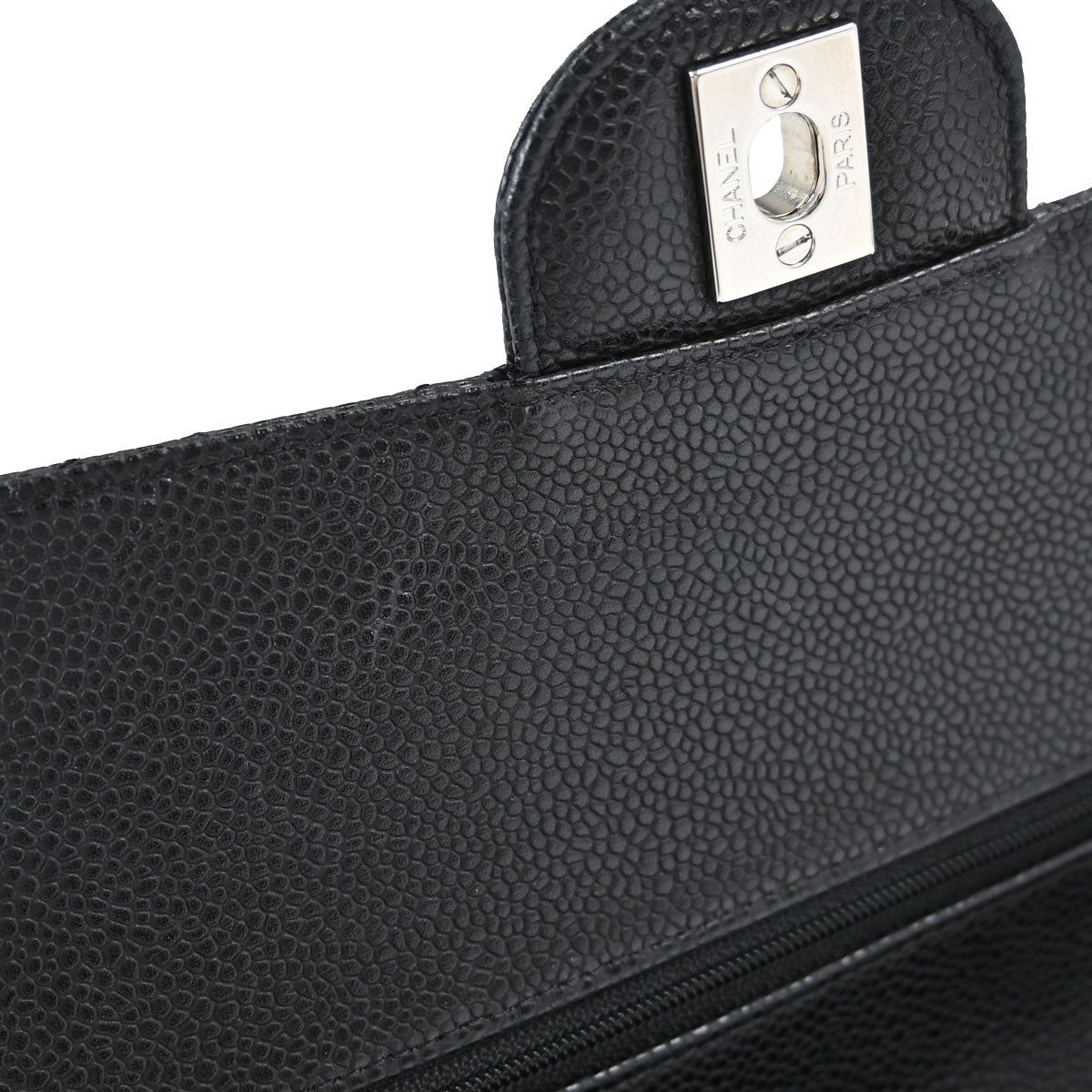 Chanel 2008-2009 Black Caviar Skin Medium Classic Double Flap Shoulder Bag
