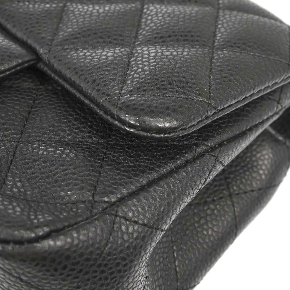 Chanel Gray Caviar Skin Mini Classic Square Flap Shoulder Bag 17