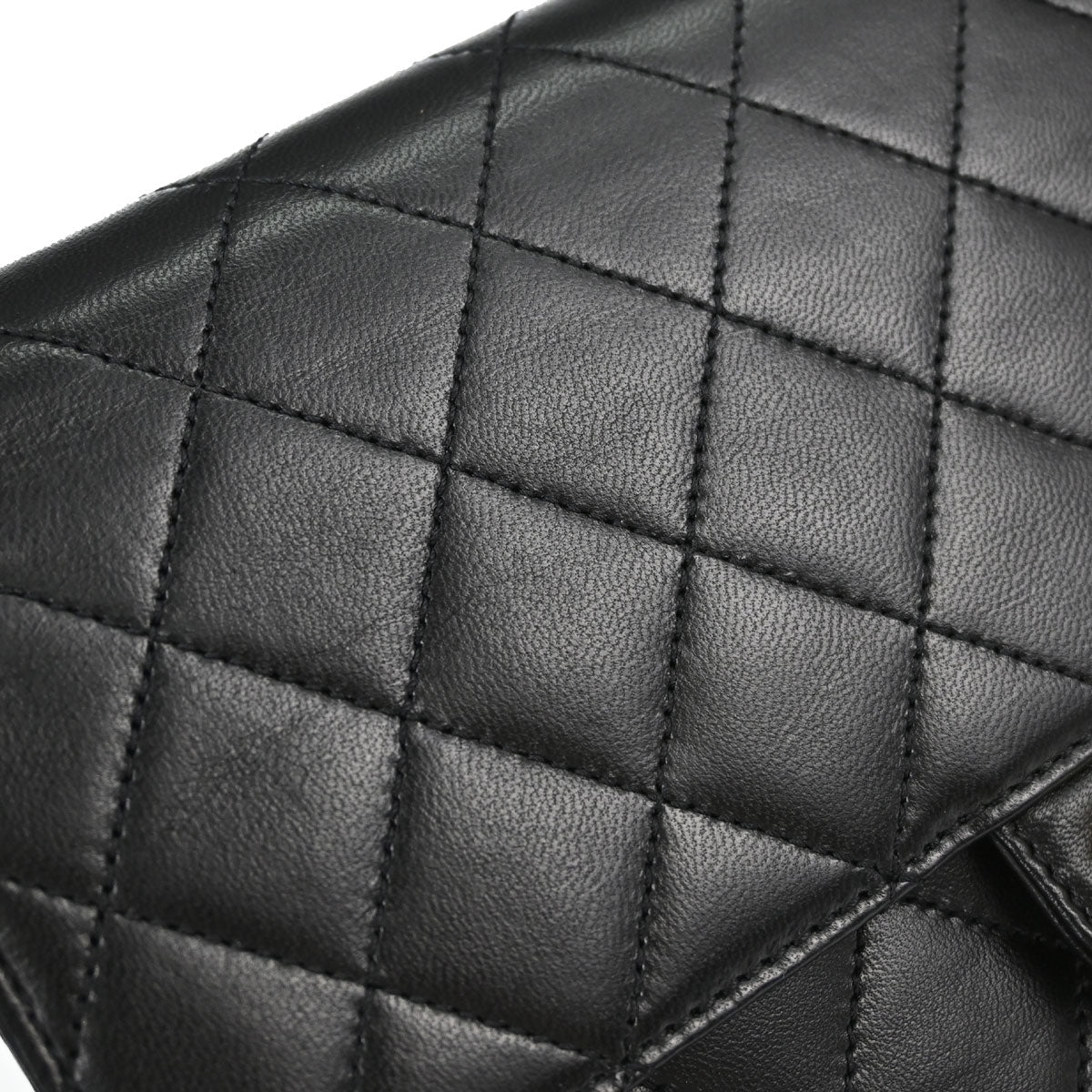 Chanel 1997-1999 Black Lambskin Pushlock Small Half Flap Shoulder Bag