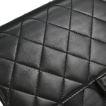Chanel 1997-1999 Black Lambskin Pushlock Small Half Flap Shoulder Bag