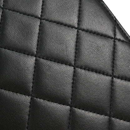 Chanel 1997-1999 Black Lambskin Pushlock Small Half Flap Shoulder Bag