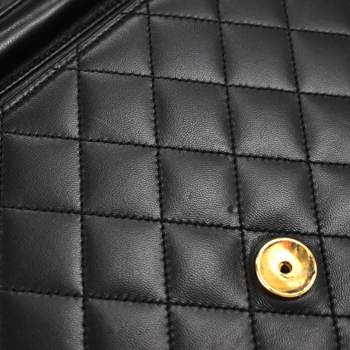 Chanel 1997-1999 Black Lambskin Pushlock Small Half Flap Shoulder Bag