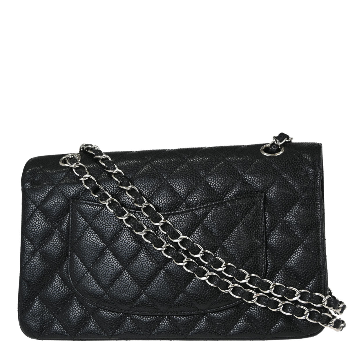 Chanel 2008-2009 Black Caviar Skin Medium Classic Double Flap Shoulder Bag