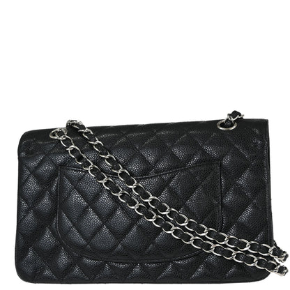 Chanel 2008-2009 Black Caviar Skin Medium Classic Double Flap Shoulder Bag