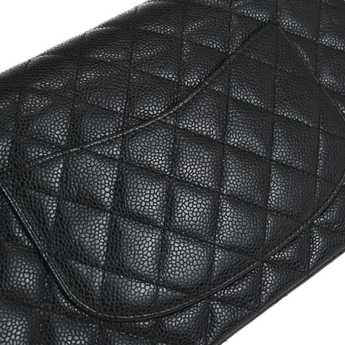 Chanel 2008-2009 Black Caviar Skin Medium Classic Double Flap Shoulder Bag