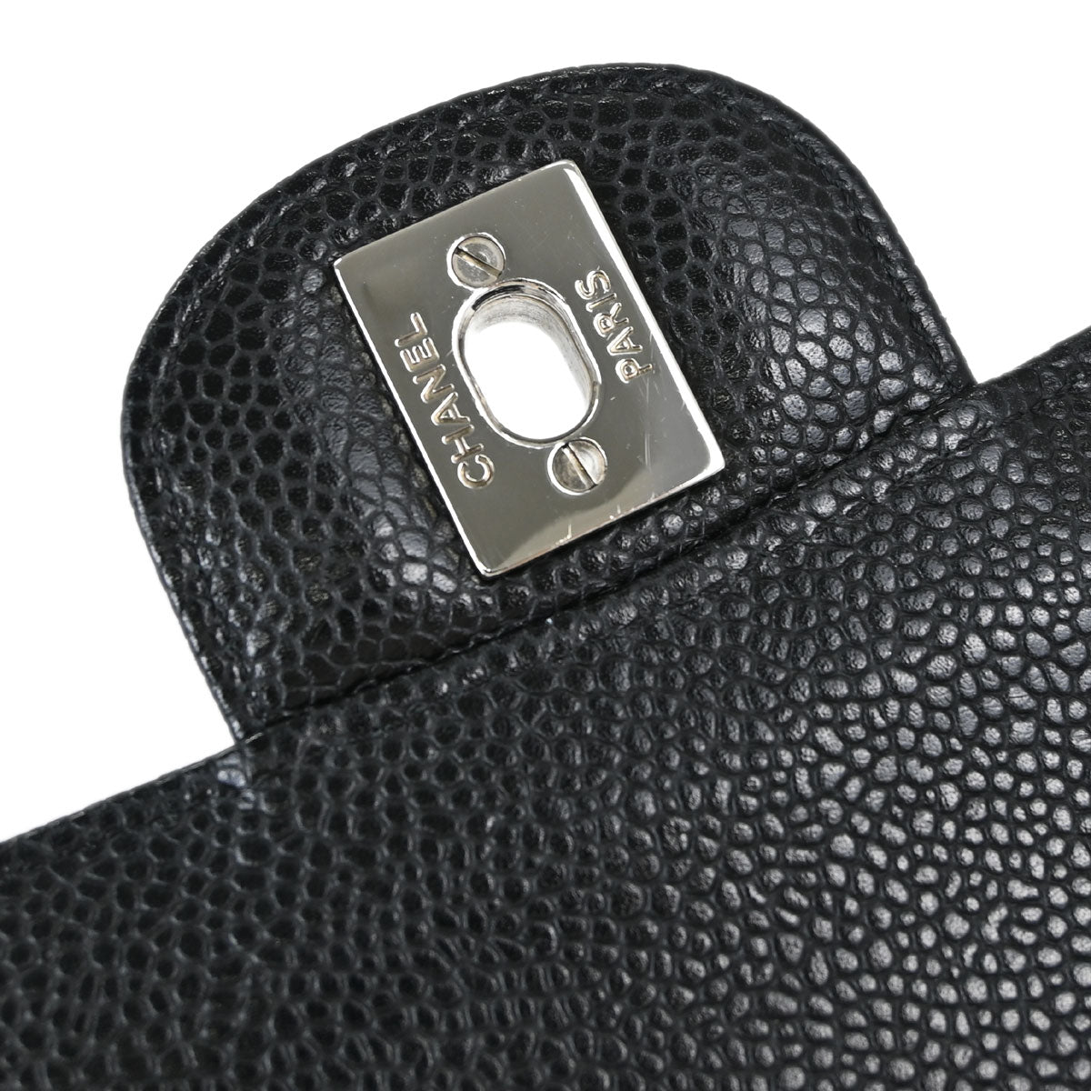 Chanel 2008-2009 Black Caviar Skin Medium Classic Double Flap Shoulder Bag