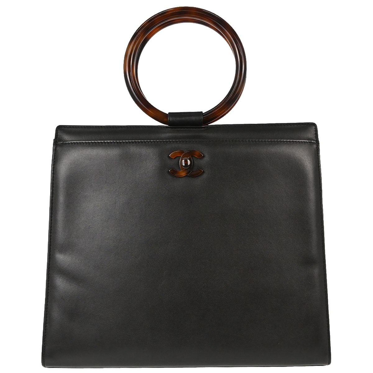 Chanel 1997-1999 Black Calfskin Faux Tortoiseshell Handbag