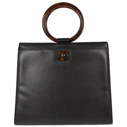 Chanel 1997-1999 Black Calfskin Faux Tortoiseshell Handbag