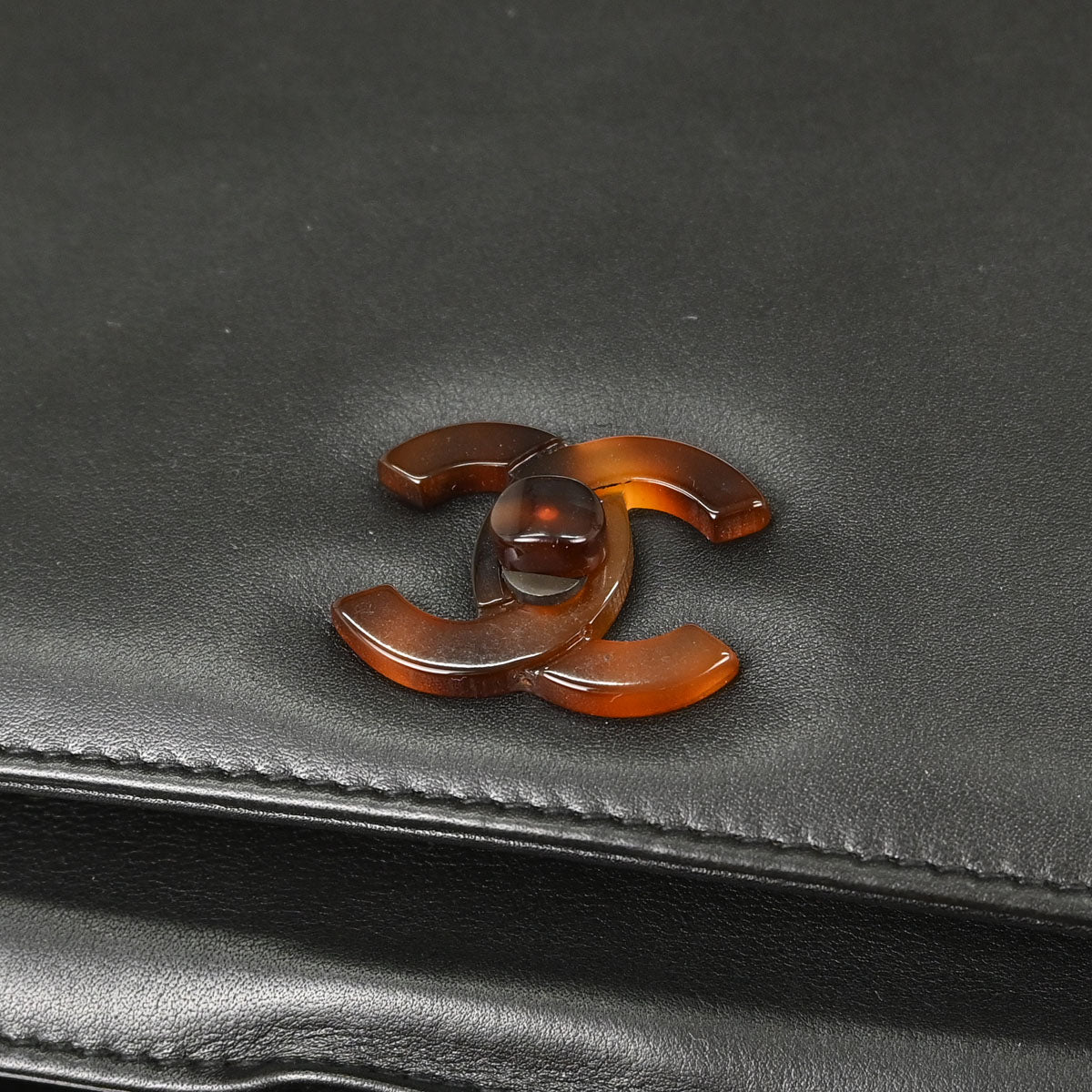 Chanel 1997-1999 Black Calfskin Faux Tortoiseshell Handbag