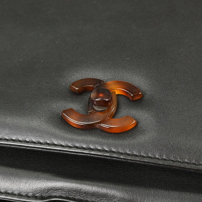Chanel 1997-1999 Black Calfskin Faux Tortoiseshell Handbag