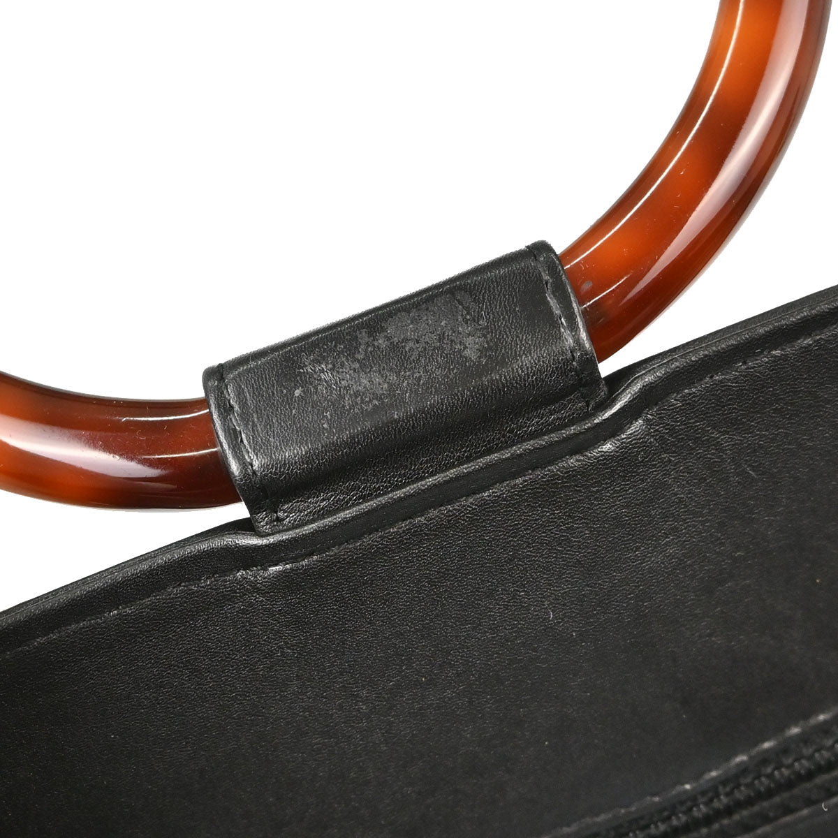 Chanel 1997-1999 Black Calfskin Faux Tortoiseshell Handbag