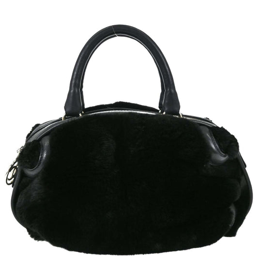 Chanel Black Lapin Fur Tote Handbag