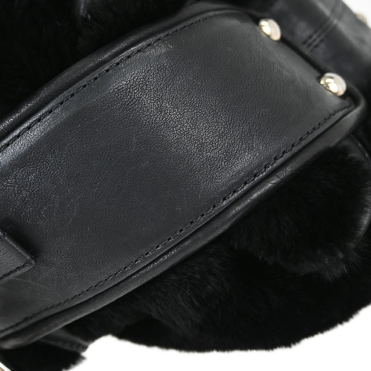 Chanel Black Lapin Fur Tote Handbag