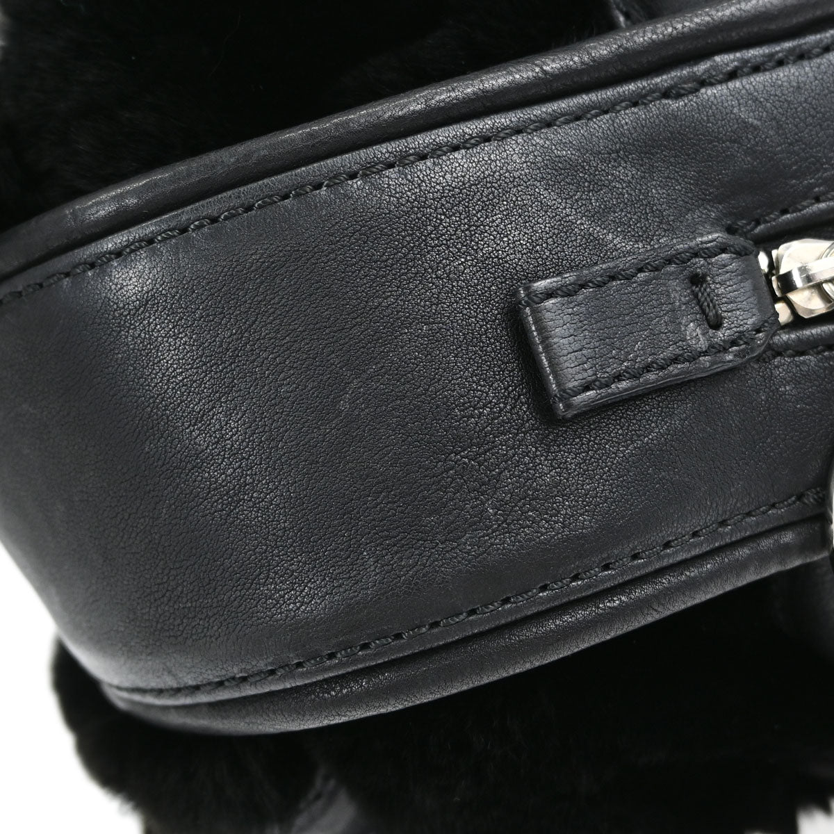 Chanel Black Lapin Fur Tote Handbag