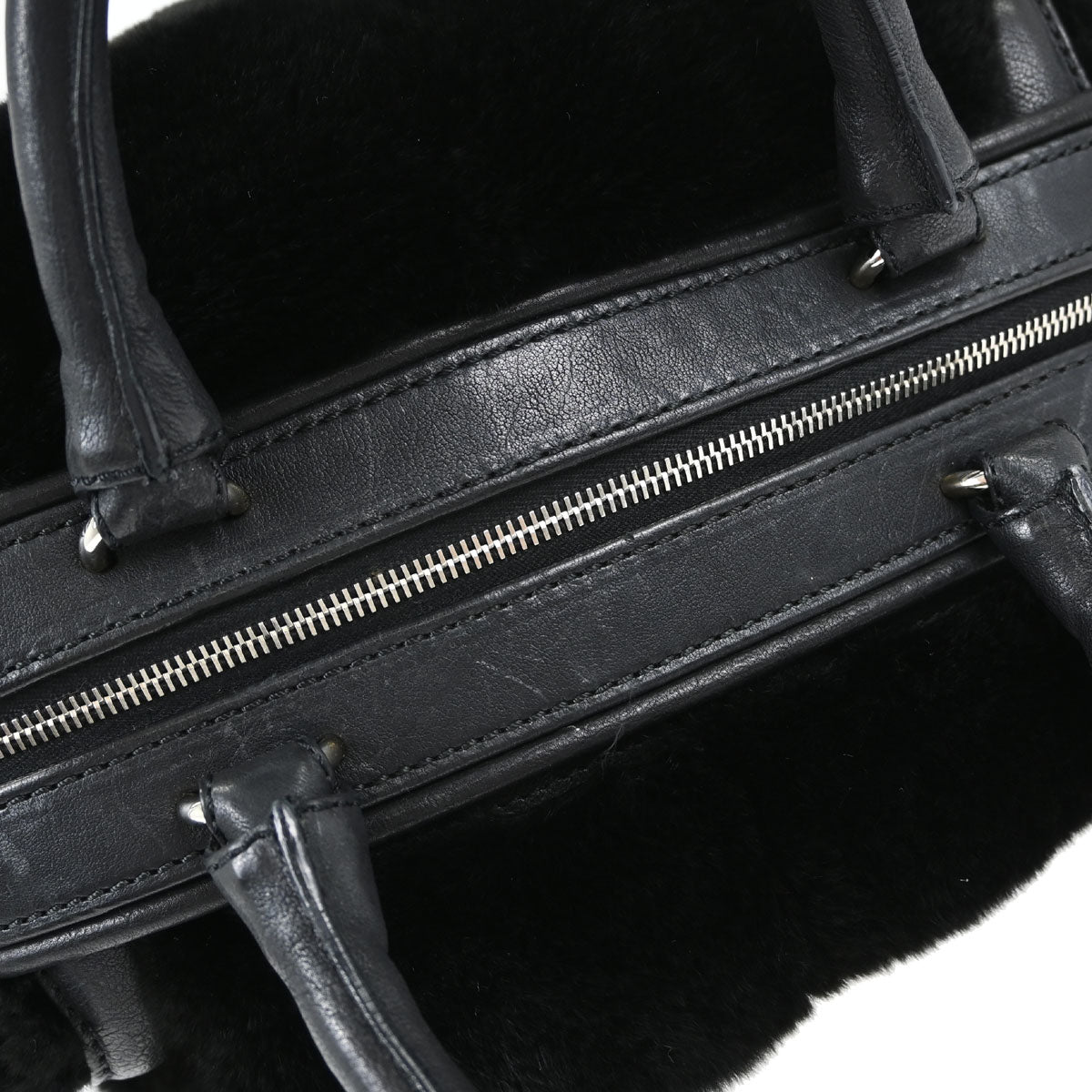 Chanel Black Lapin Fur Tote Handbag