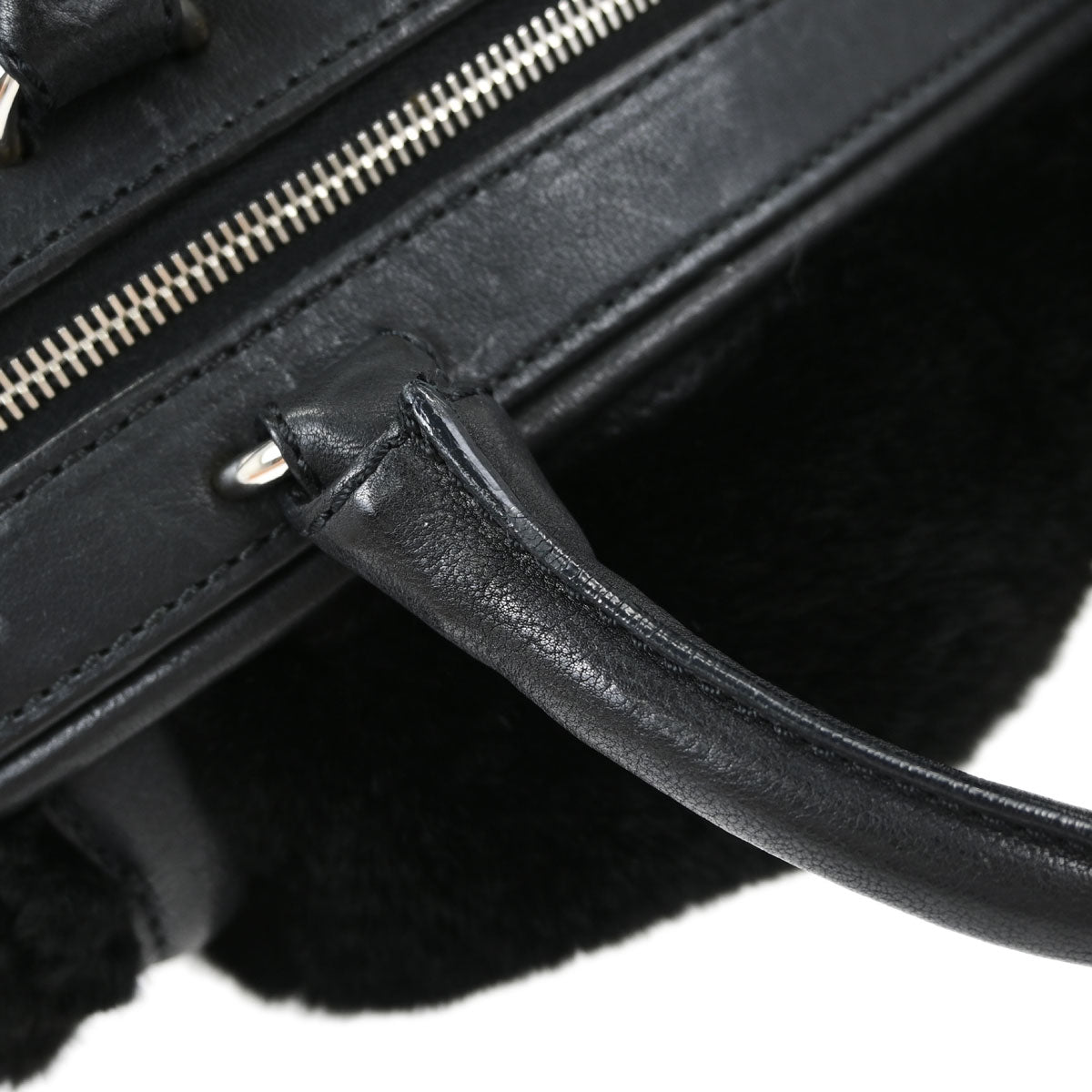 Chanel Black Lapin Fur Tote Handbag