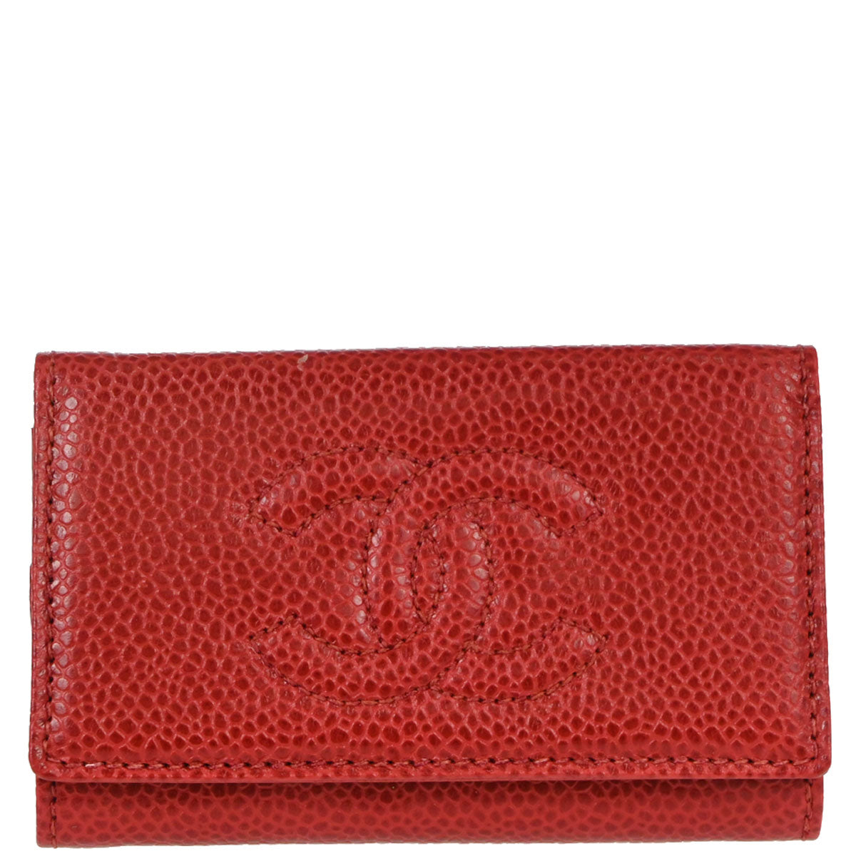 Chanel 6 Hook Key Case Red Caviar Skin Small Good