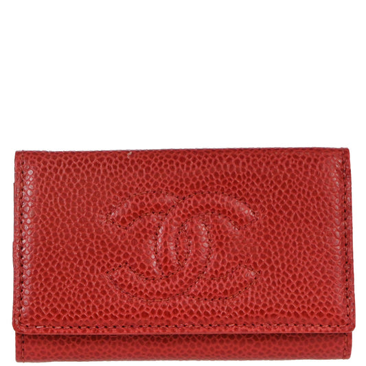 Chanel 6 Hook Key Case Red Caviar Skin Small Good