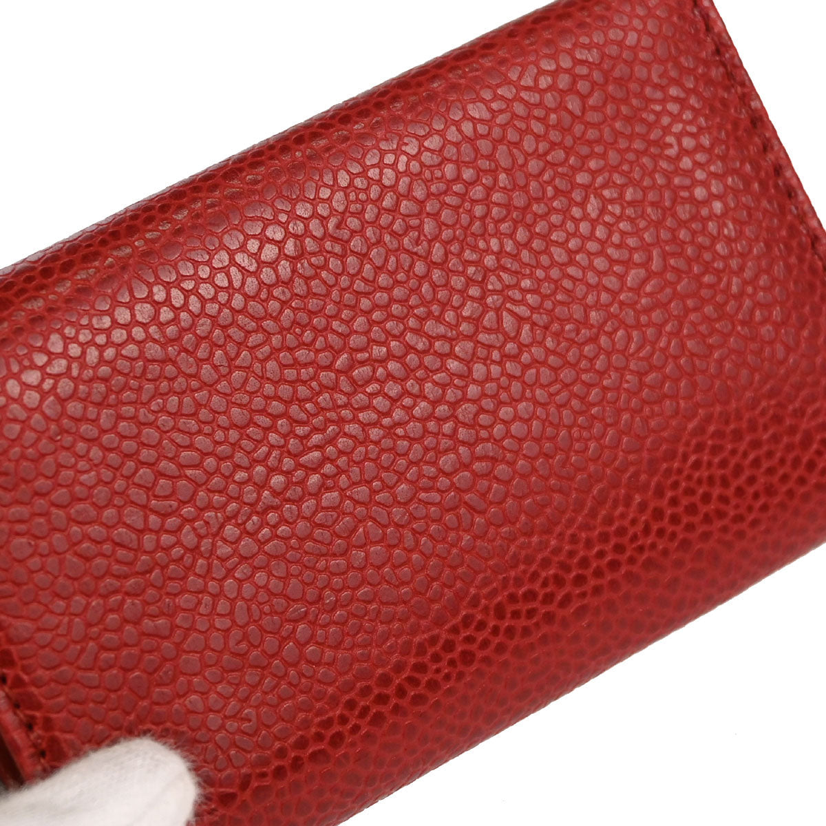 Chanel 6 Hook Key Case Red Caviar Skin Small Good