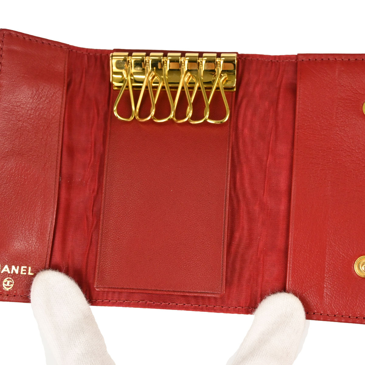 Chanel 6 Hook Key Case Red Caviar Skin Small Good