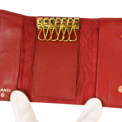 Chanel 6 Hook Key Case Red Caviar Skin Small Good