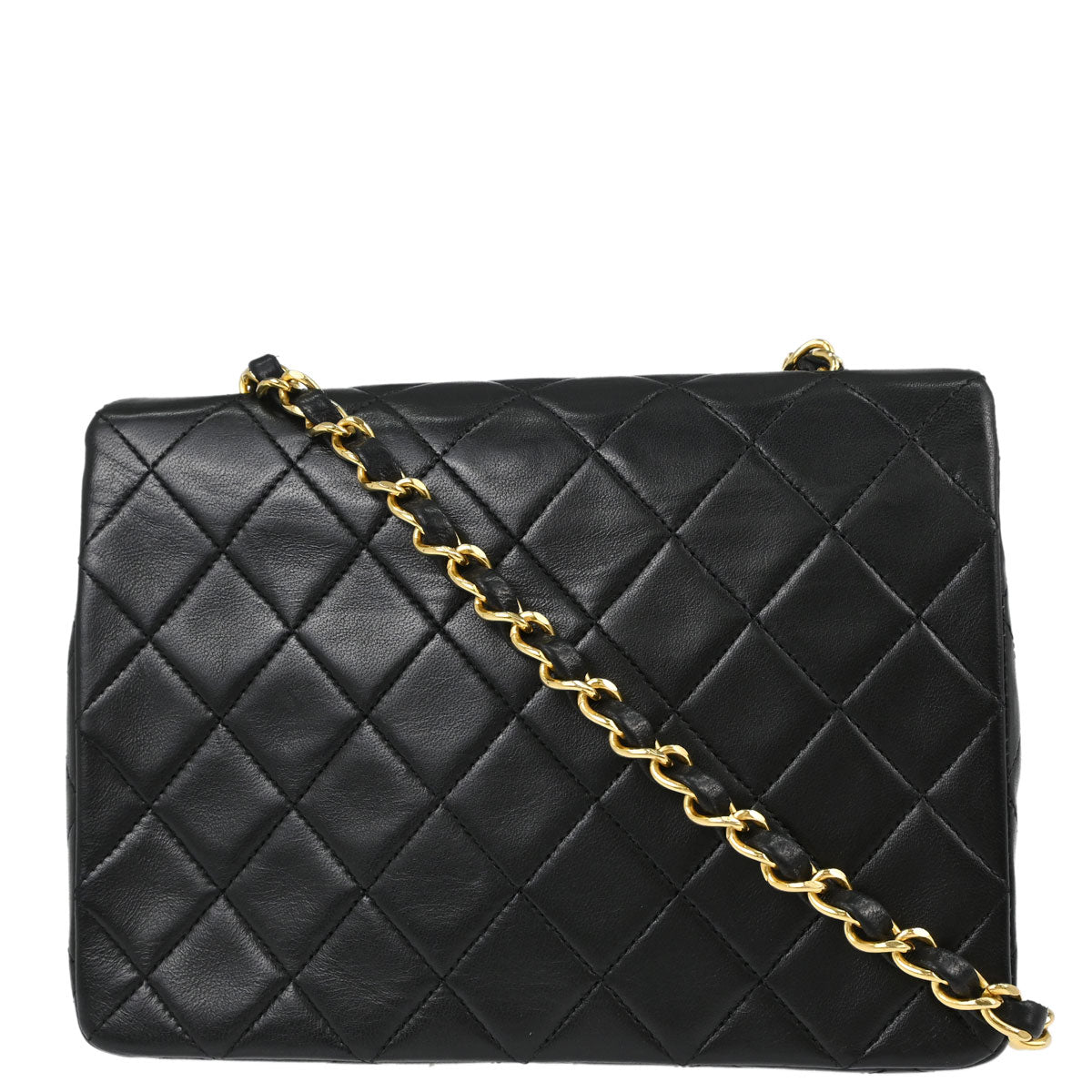 Chanel Black Lambskin Classic Square Flap Shoulder Bag 20