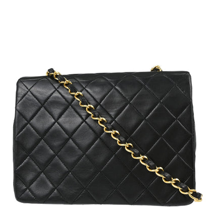 Chanel Black Lambskin Classic Square Flap Shoulder Bag 20
