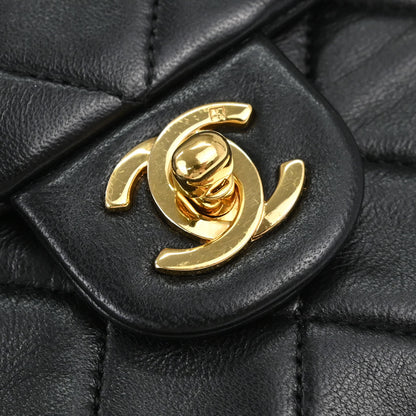 Chanel Black Lambskin Classic Square Flap Shoulder Bag 20