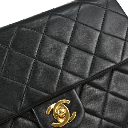 Chanel Black Lambskin Classic Square Flap Shoulder Bag 20