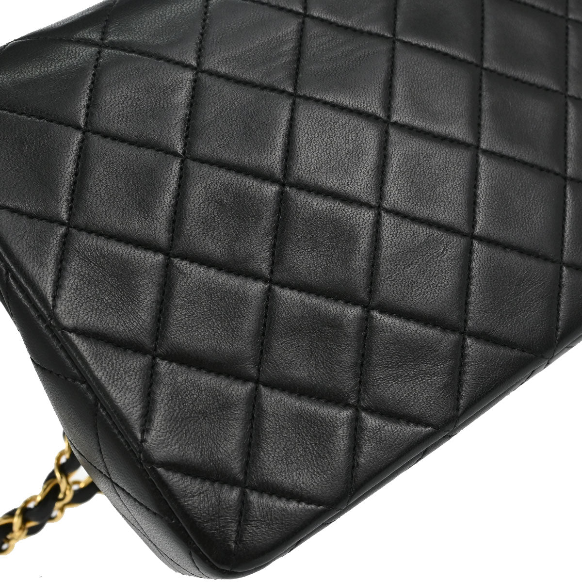 Chanel Black Lambskin Classic Square Flap Shoulder Bag 20