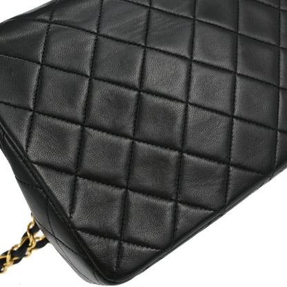 Chanel Black Lambskin Classic Square Flap Shoulder Bag 20
