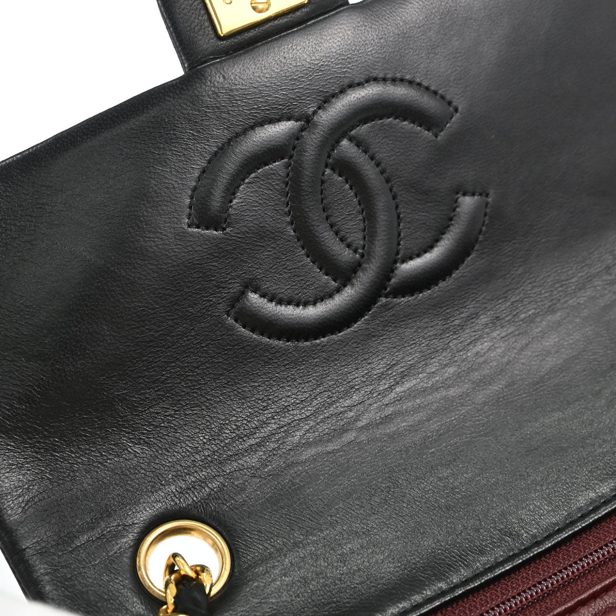 Chanel Black Lambskin Classic Square Flap Shoulder Bag 20
