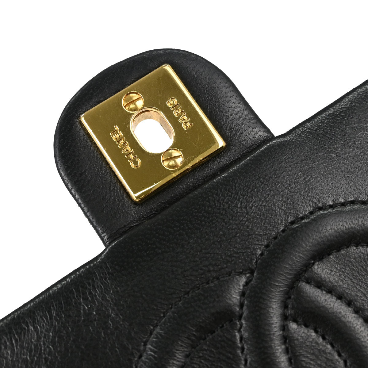 Chanel Black Lambskin Classic Square Flap Shoulder Bag 20