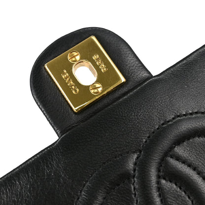 Chanel Black Lambskin Classic Square Flap Shoulder Bag 20