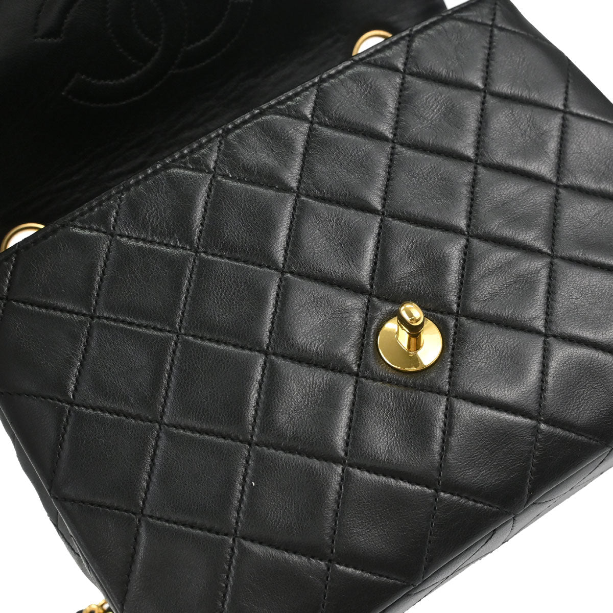 Chanel Black Lambskin Classic Square Flap Shoulder Bag 20