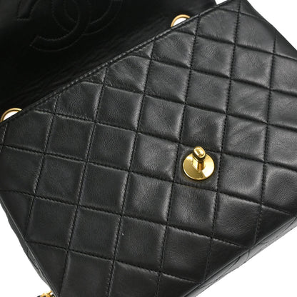 Chanel Black Lambskin Classic Square Flap Shoulder Bag 20