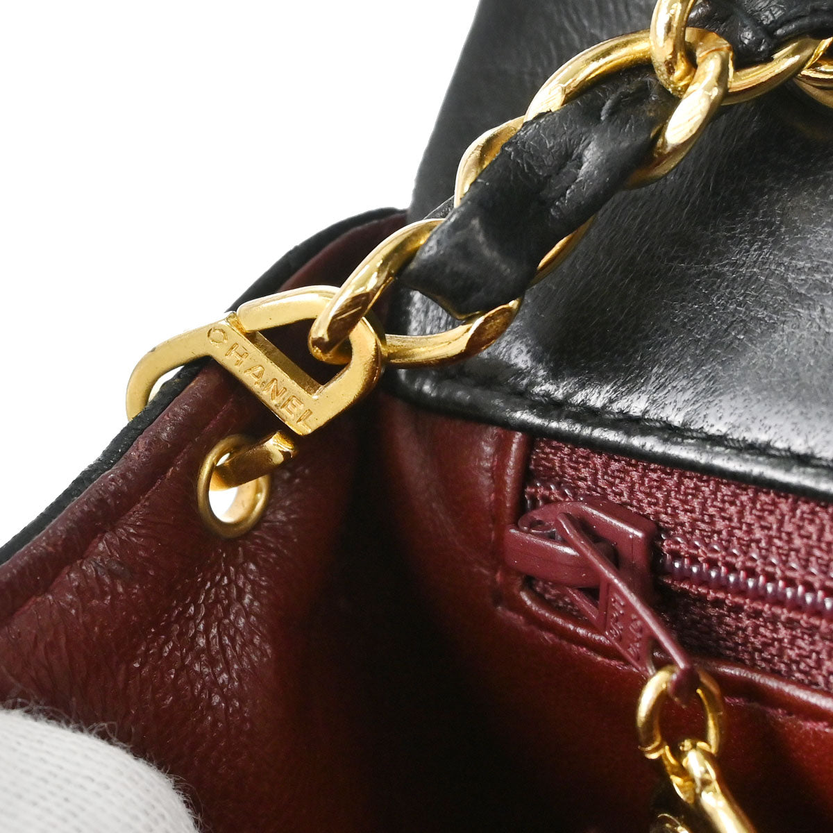 Chanel Black Lambskin Classic Square Flap Shoulder Bag 20