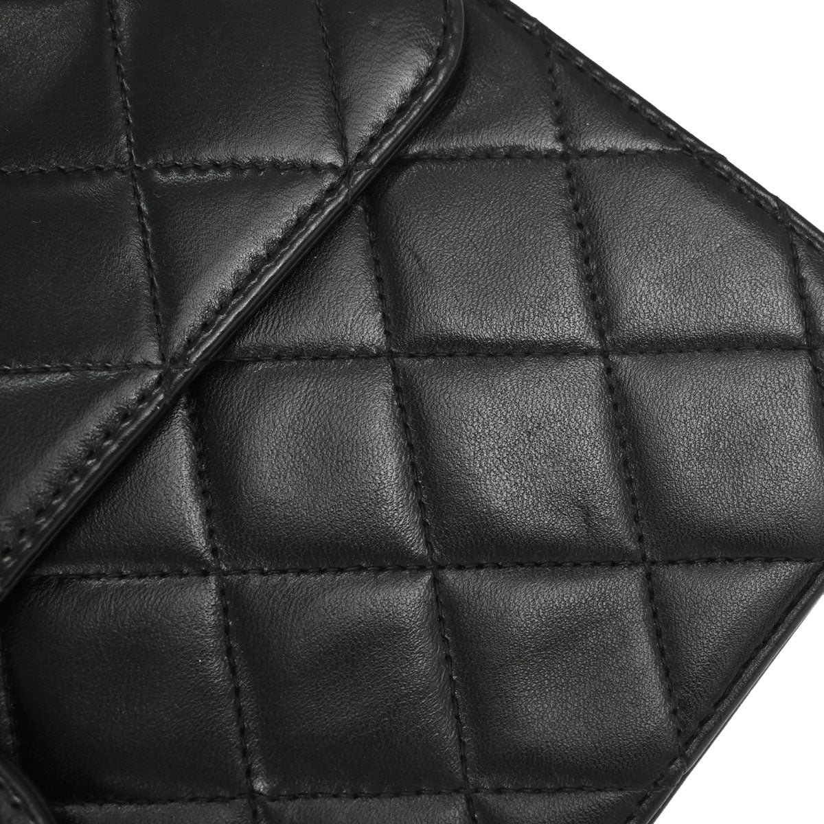 Chanel 1996-1997 Black Lambskin Pushlock Medium Half Flap Shoulder Bag