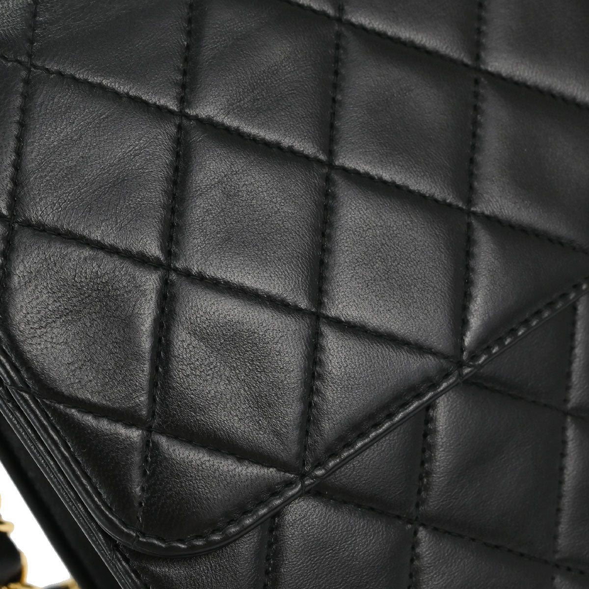 Chanel 1996-1997 Black Lambskin Pushlock Medium Half Flap Shoulder Bag