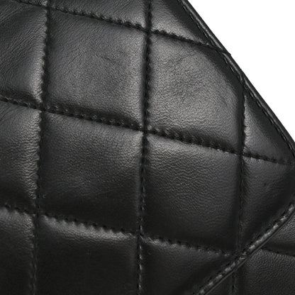 Chanel 1996-1997 Black Lambskin Pushlock Medium Half Flap Shoulder Bag