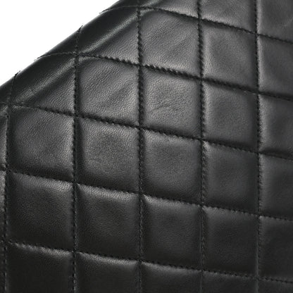 Chanel 1996-1997 Black Lambskin Pushlock Medium Half Flap Shoulder Bag