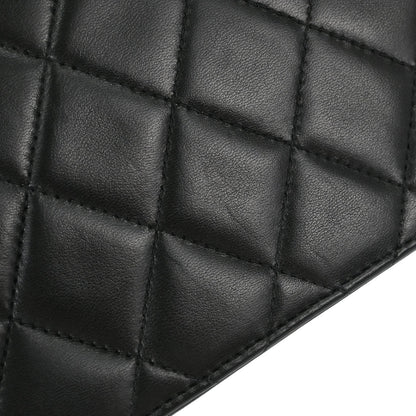 Chanel 1996-1997 Black Lambskin Pushlock Medium Half Flap Shoulder Bag