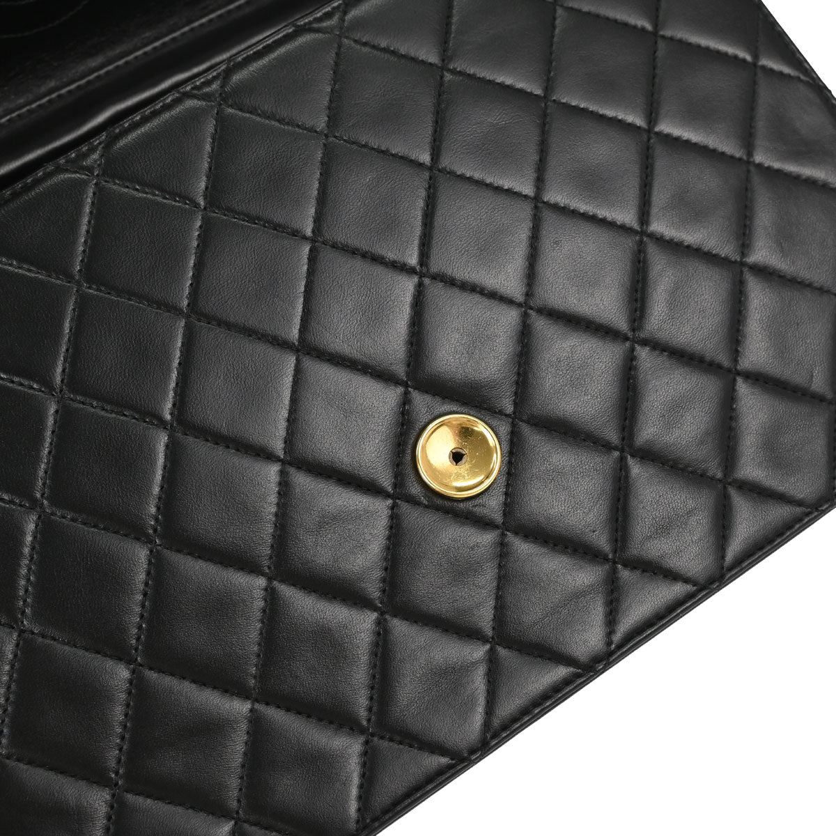 Chanel 1996-1997 Black Lambskin Pushlock Medium Half Flap Shoulder Bag