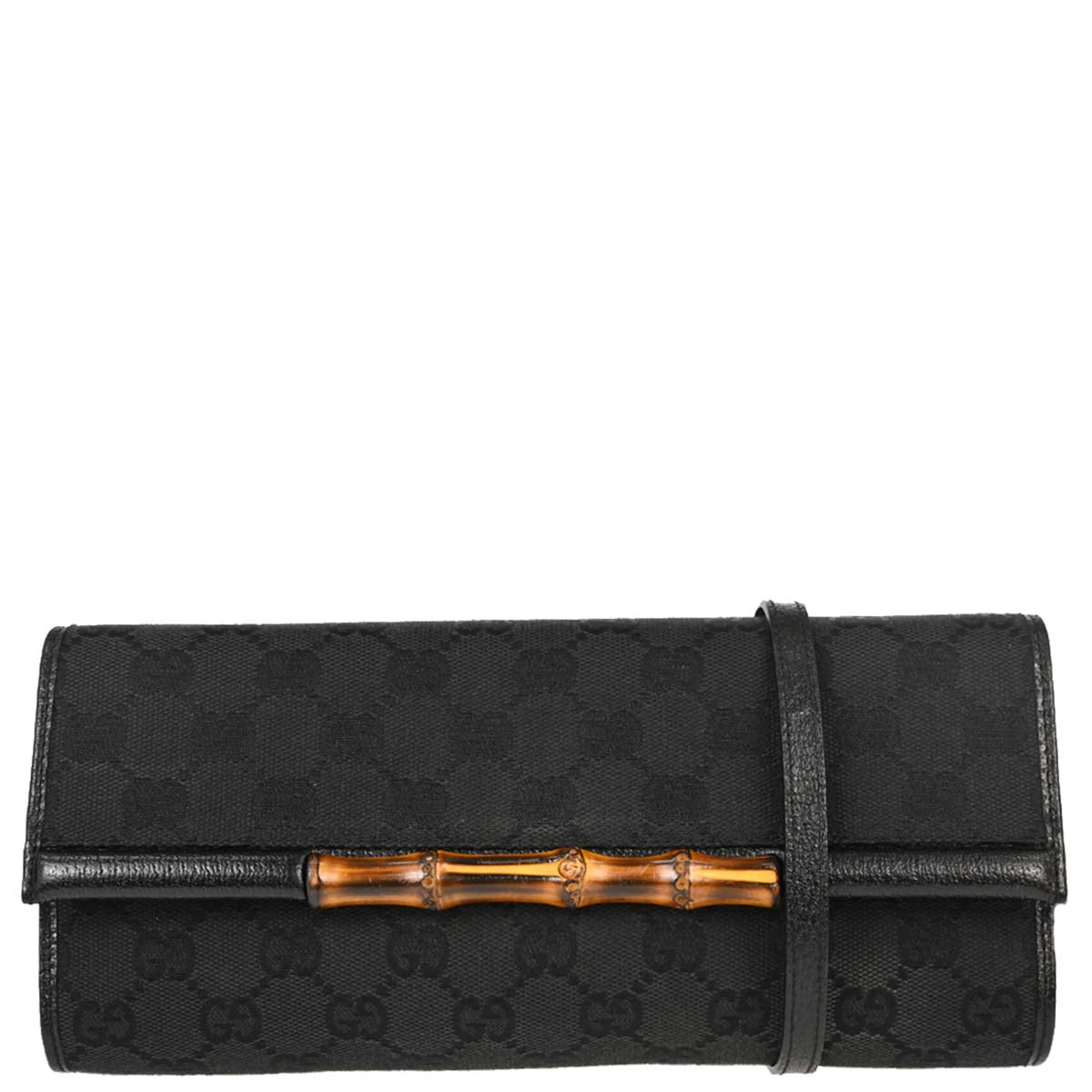 Gucci Black Canvas GG Bamboo Shoulder Bag